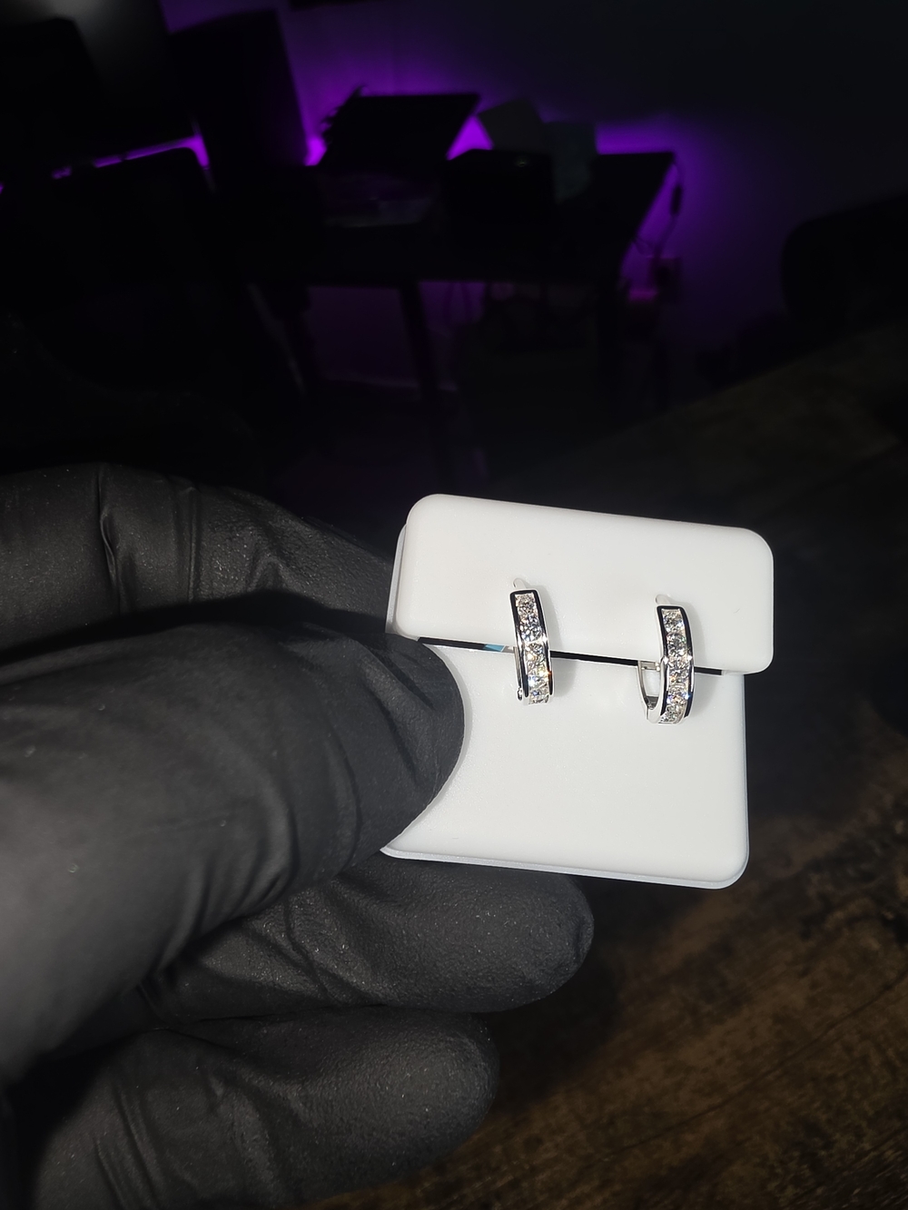 925 Sterling Silver Moissanite Huggie Earrings